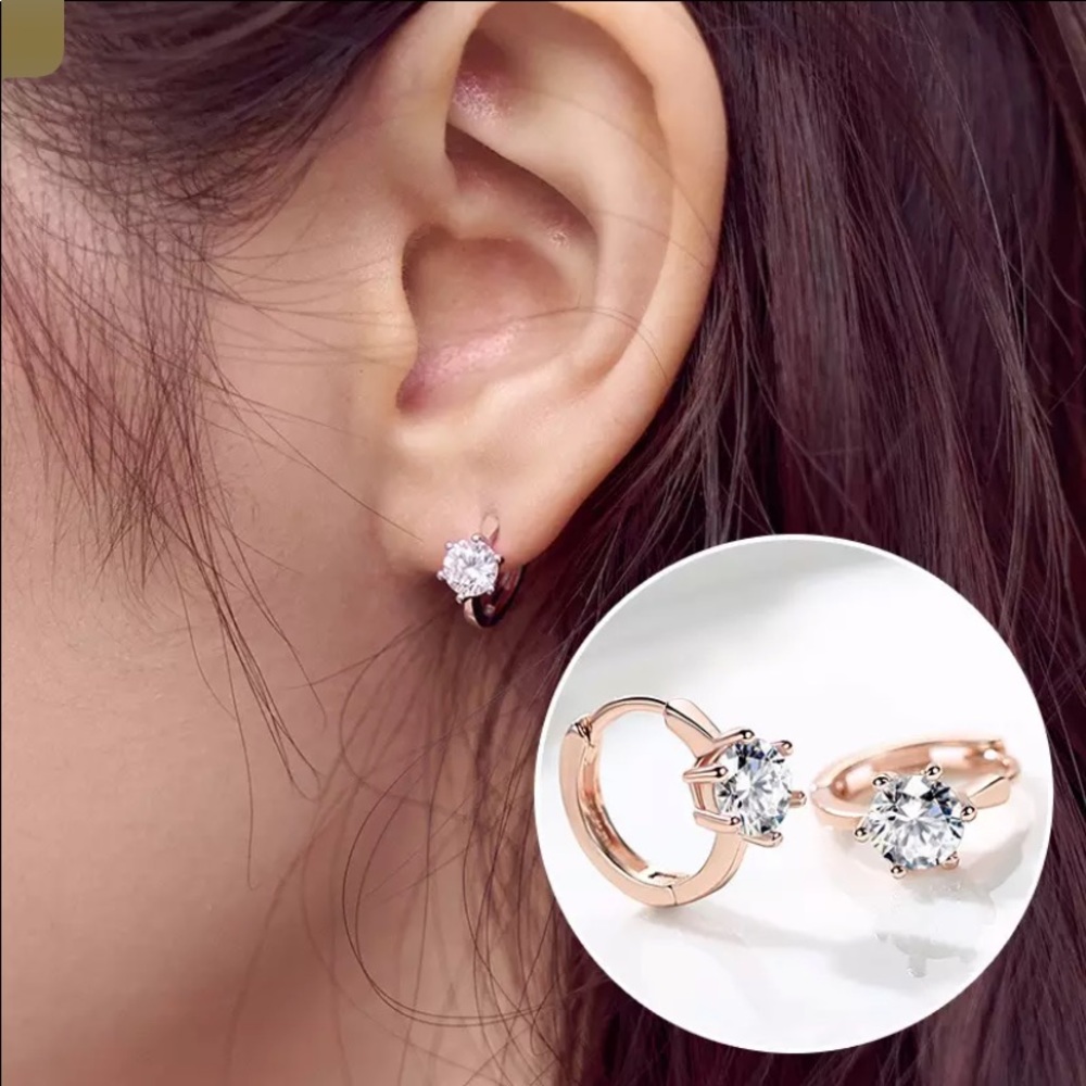 Rose gold plated earrings - Picture 3 of 6